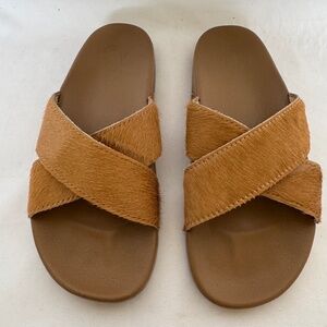Olukai KIPE'A OHO Leather Pony Hair Sandals Women's Tan Size 5